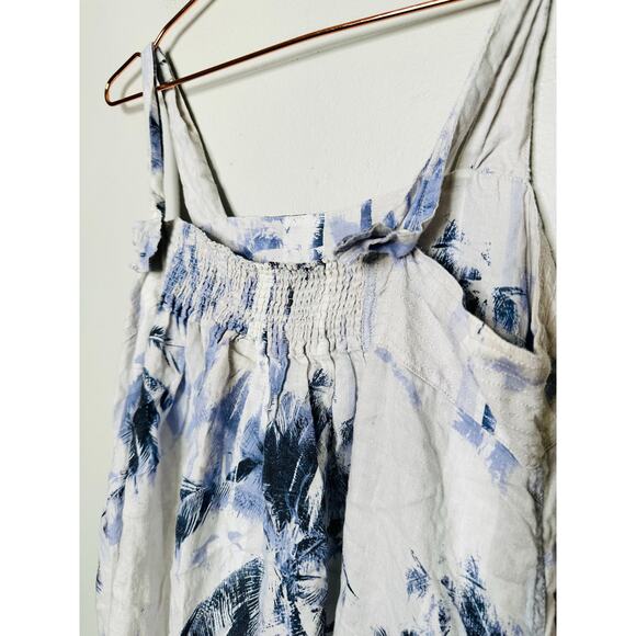 BOSS Blue Floral 100% Linen Open-Waist Square Neckline Summer Dress Size US 4 - Picture 9 of 16